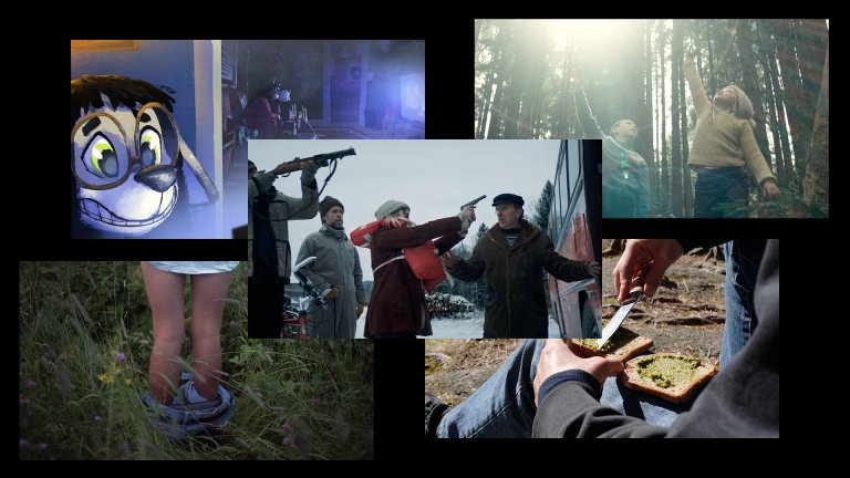 Bilde: Collage som viser bilder fra fem kortfilmer.